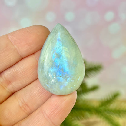 Rainbow Moonstone Crystal Teardrop Cabochon