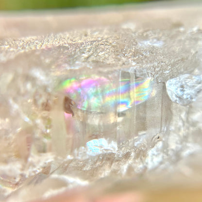 Clear Quartz Point with Etchings & Rainbow