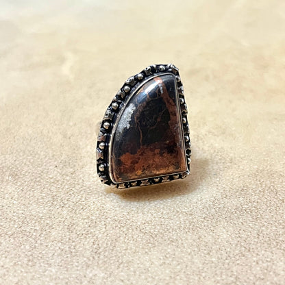 Copper Ore Stone Set in Silver Plated Copper Size 8