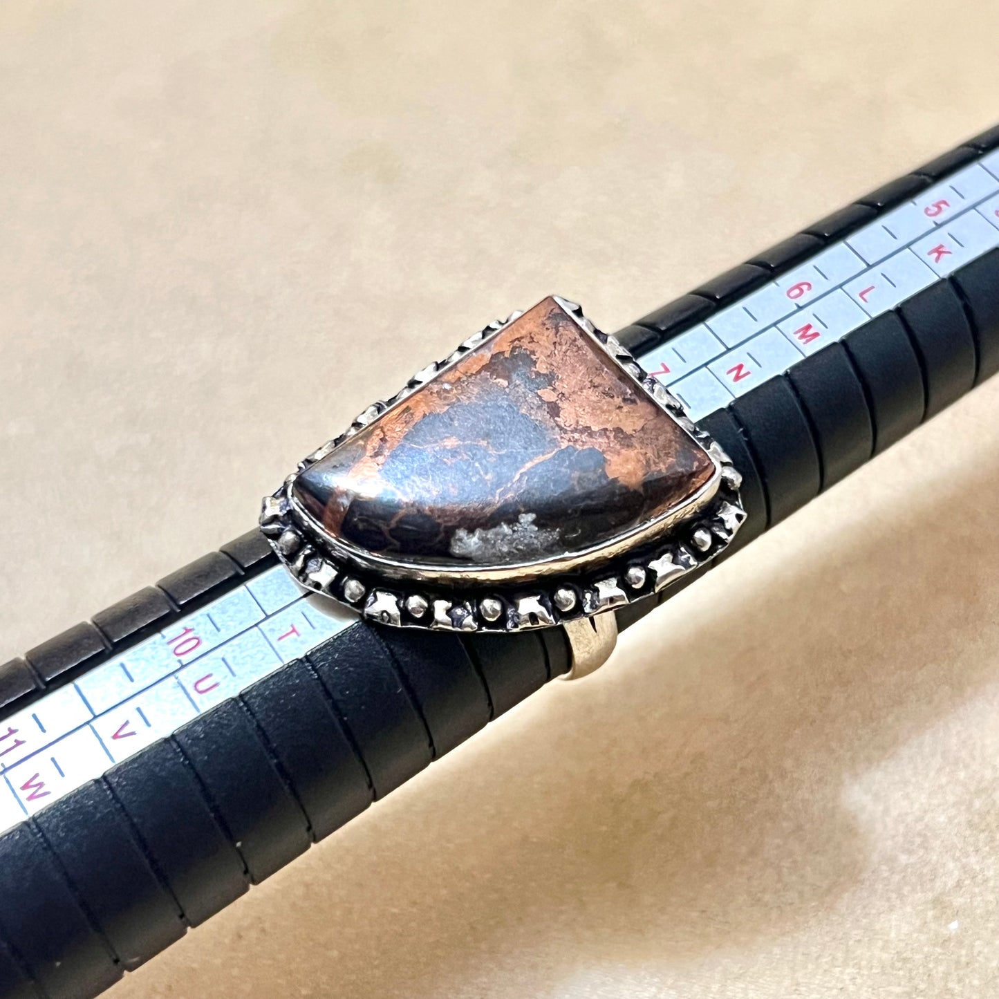 Copper Ore Stone Set in Silver Plated Copper Size 8