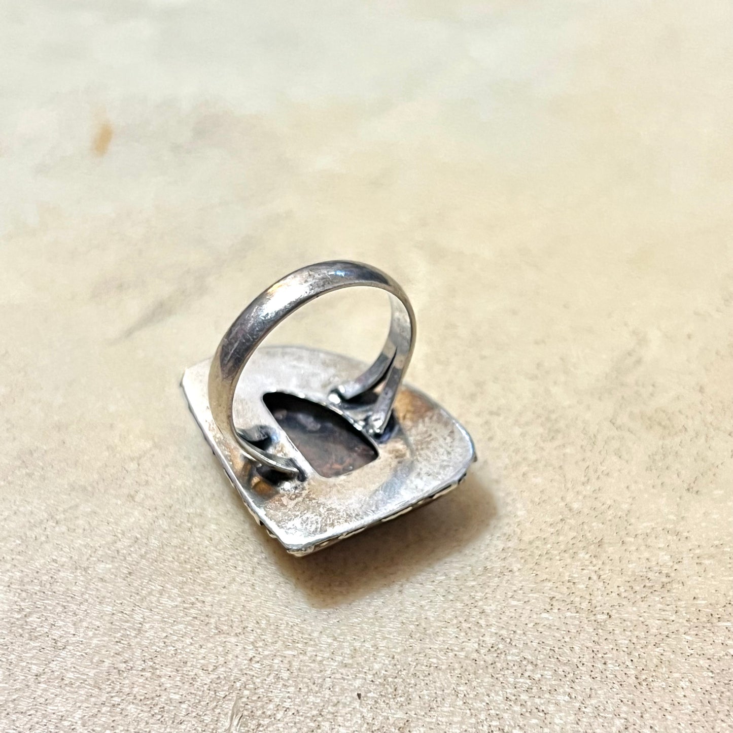 Copper Ore Stone Set in Silver Plated Copper Size 8