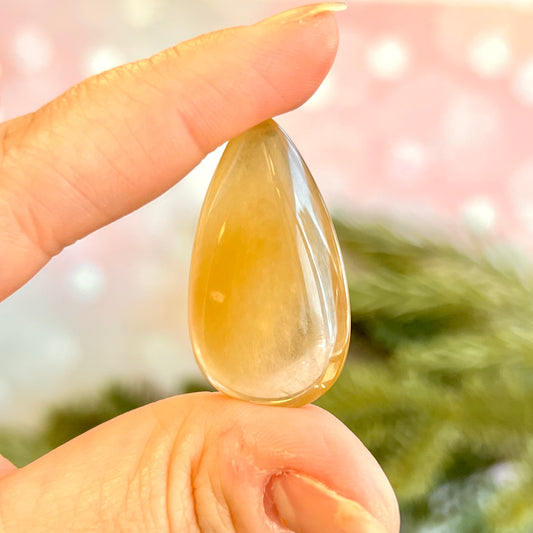 Rutilated Quartz Crystal Teardrop Cabochon