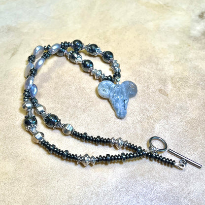 Baphomet in Black - Handmade Labradorite Beaded Necklace