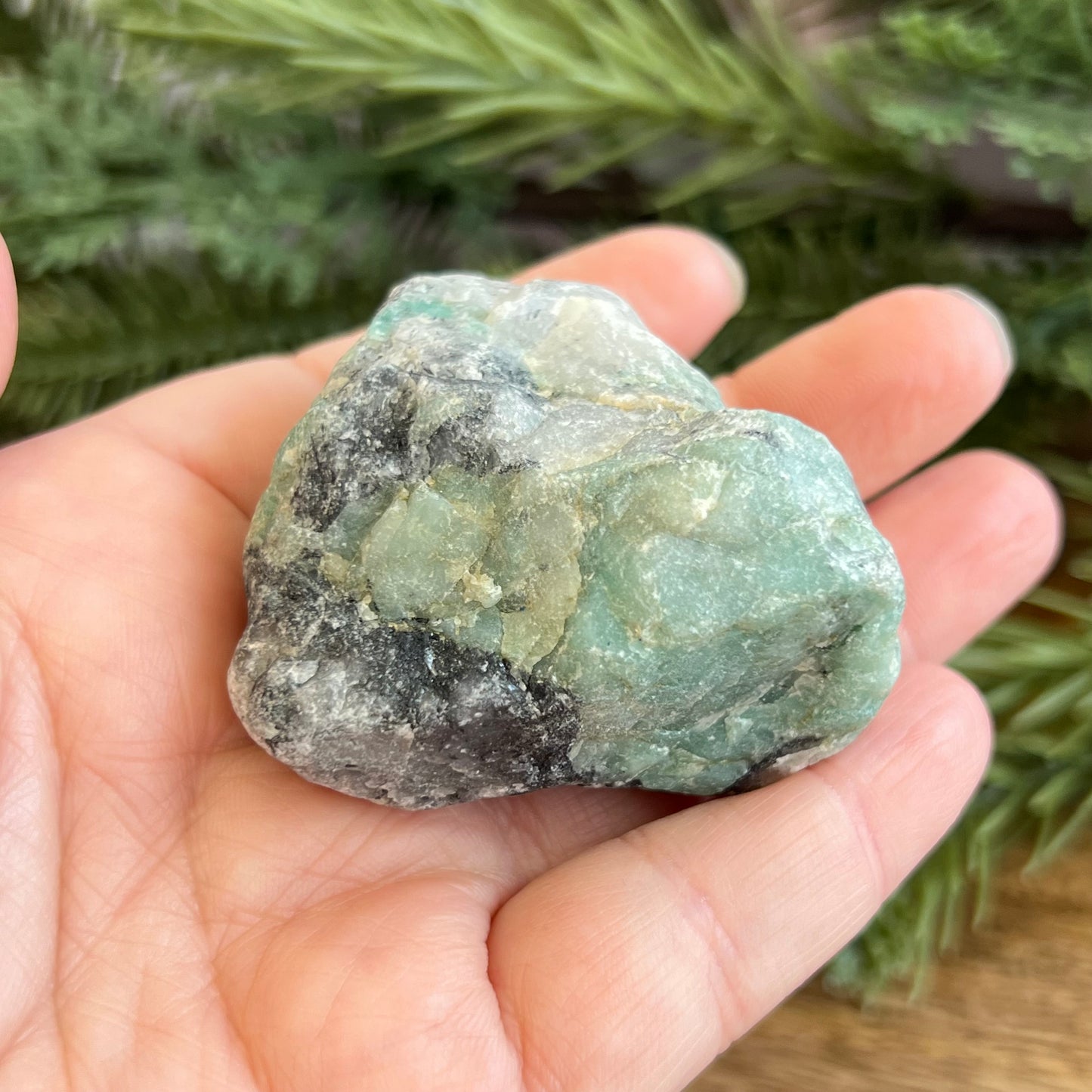 Emerald Raw Crystal in Basalt