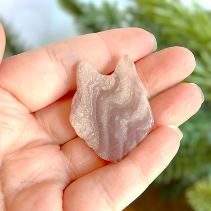 Purple Fluorite Wolf Carved Crystal Cabochon