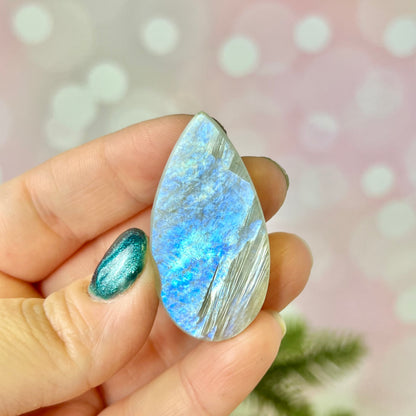 Rainbow Moonstone Crystal Teardrop Cabochon