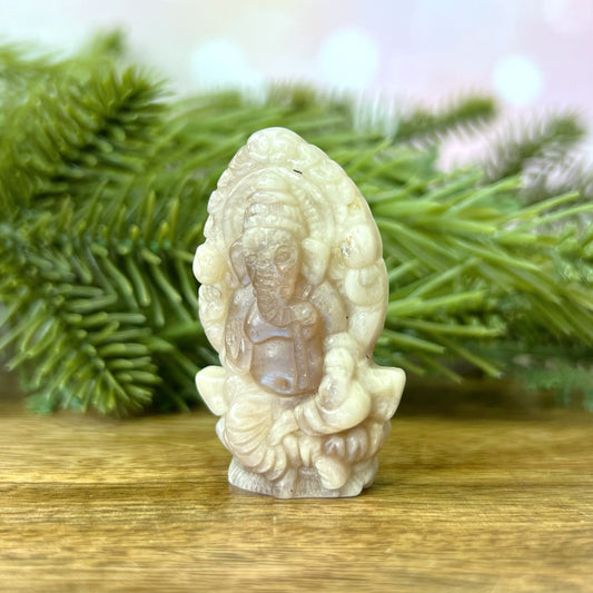 Belomorite Ganesha Carved Crystal Cabochon