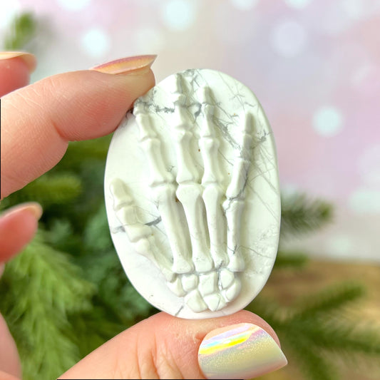 Magnesite Skeleton Hand Carved Crystal Cabochon