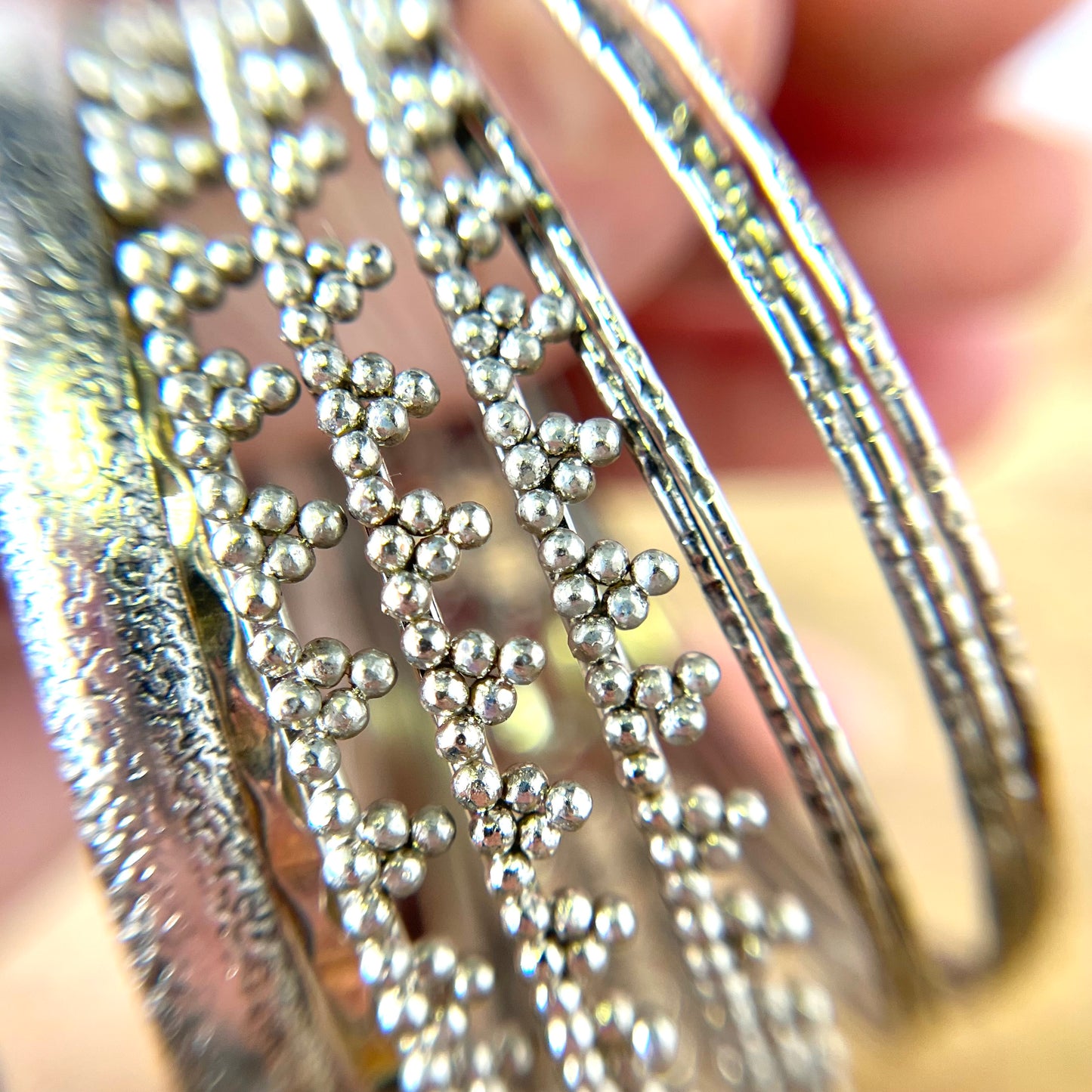 Vintage Silver Tone Bangle Bracelet Stack of 13