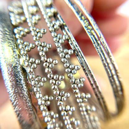 Vintage Silver Tone Bangle Bracelet Stack of 13