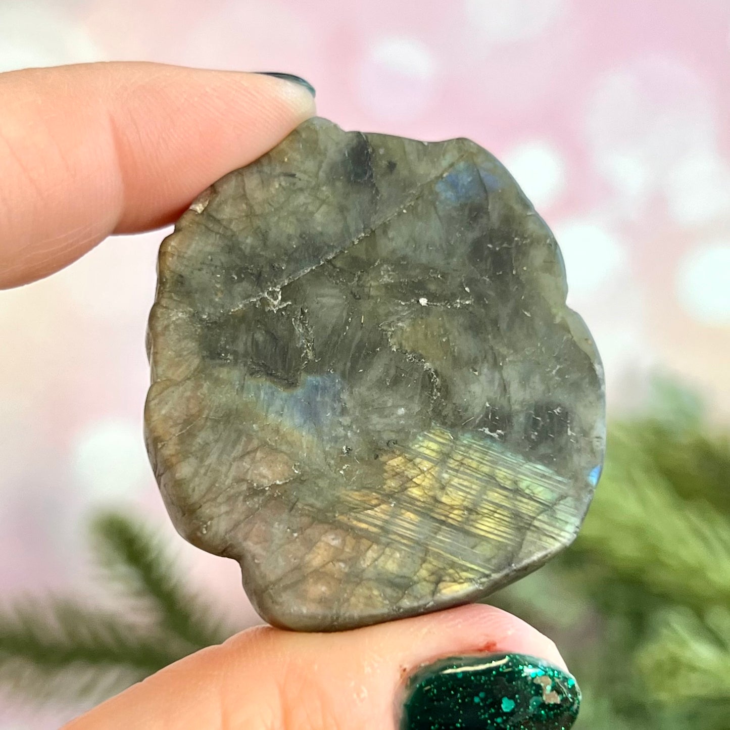 Kitsune Nine Tailed Fox Labradorite Crystal Carved Cabochon