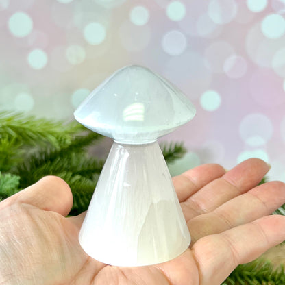 Satin Spar Selenite Mushroom Crystal Carving