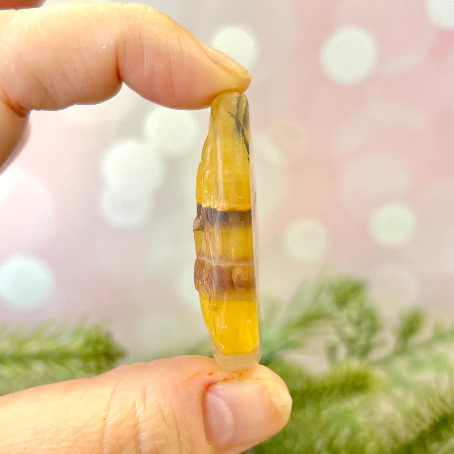 Yellow Fluorite Fairy Carved Crystal Cabochon