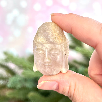 Buddha Face Belomorite Carved Stone Cabochon