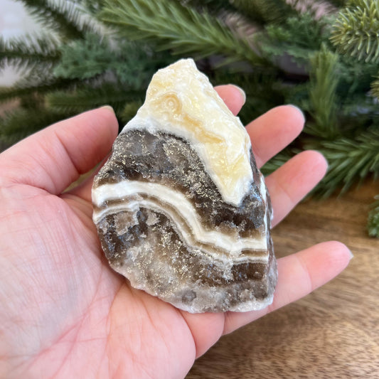 Zebra Calcite Yellow & Gray Natural Raw Crystal