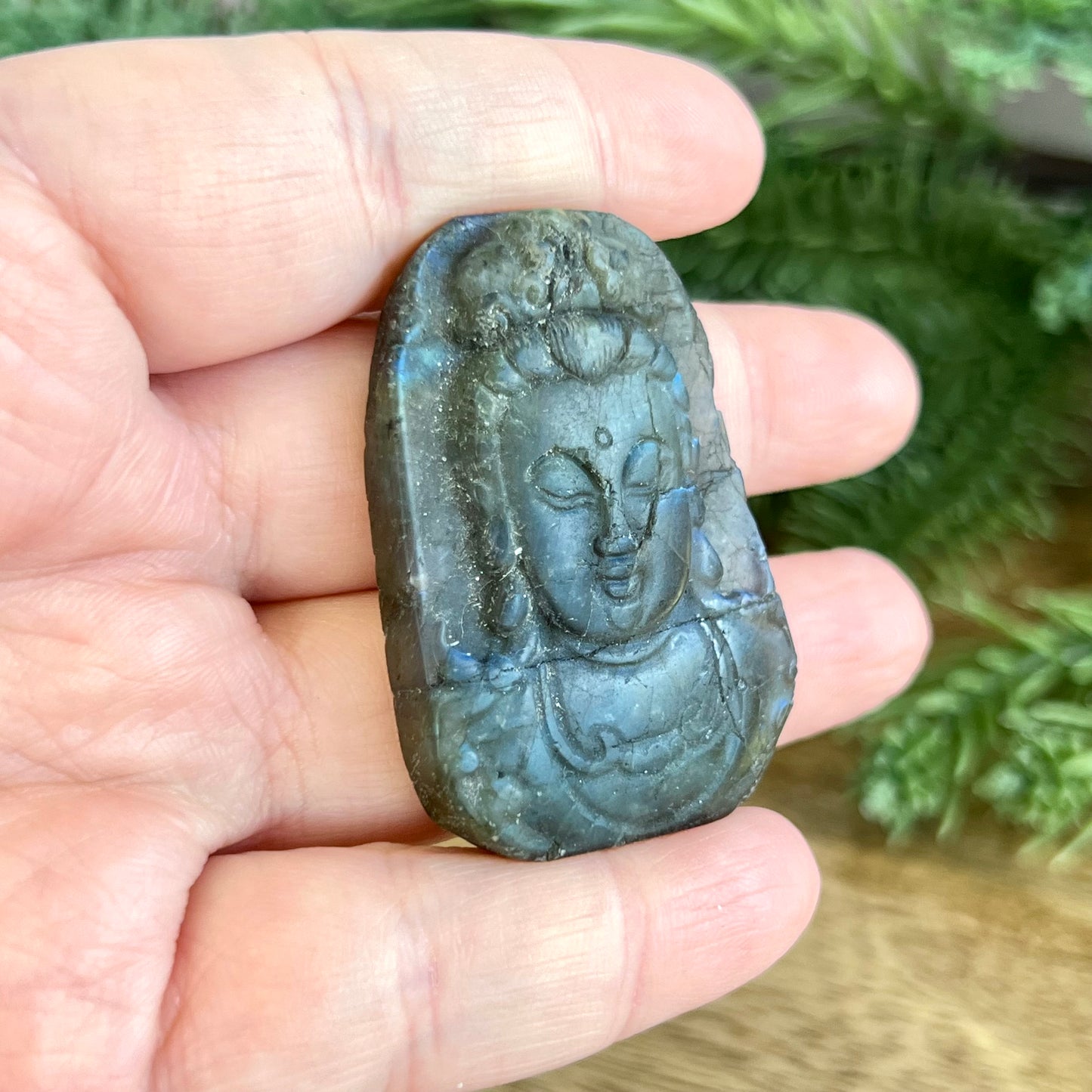 Buddha Face Labradorite Carved Stone Cabochon