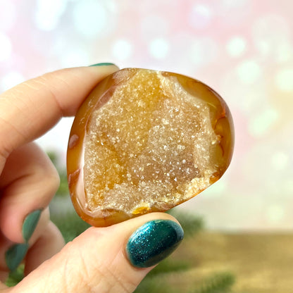 Carnelian with Druzy Palm Stone