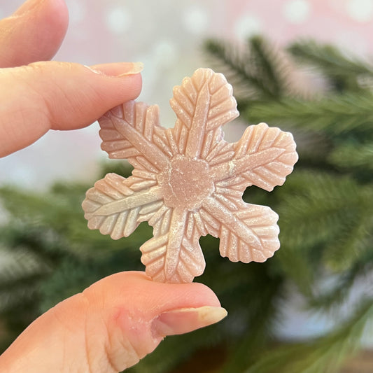 Snowflake Pink Opal Crystal Carved Cabochon