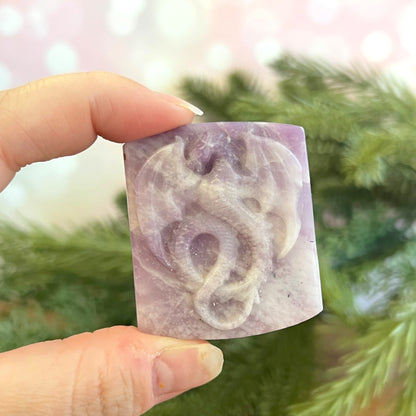 Lepidolite Dragon Carved Crystal Cabochon