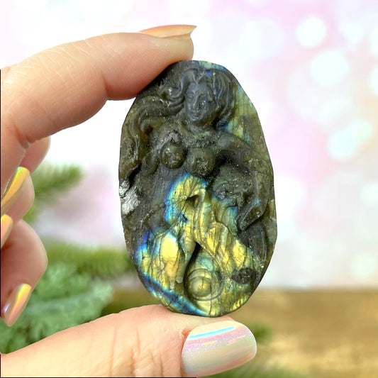 Labradorite Mermaid Crystal Carved Cabochon