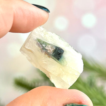 Watermelon Tourmaline on Milky Quartz Crystal Specimen