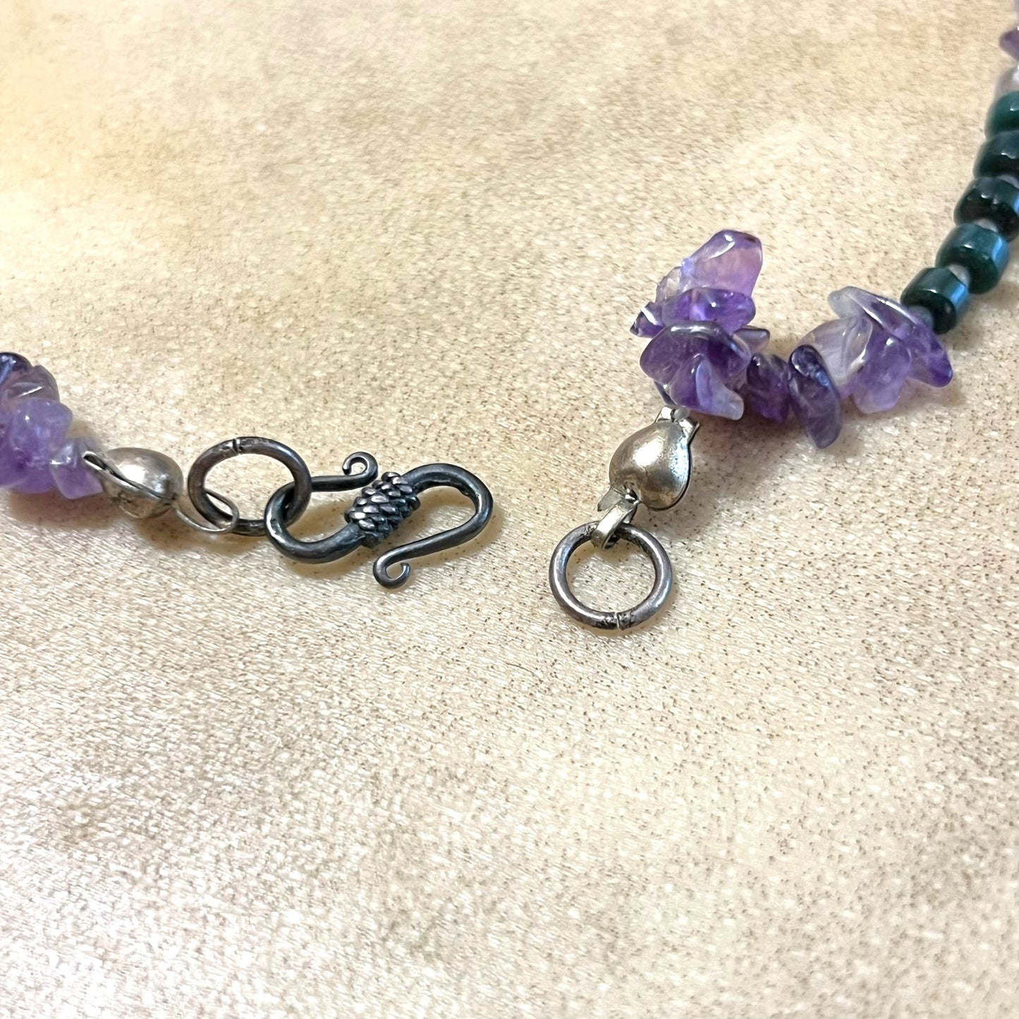 Amethyst & Bloodstone Long Vintage Beaded Necklace