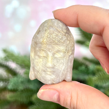 Buddha Face Belomorite Carved Stone Cabochon