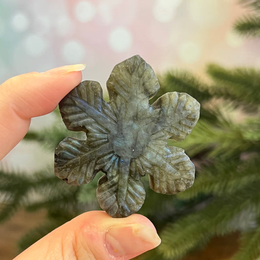 Snowflake Labradorite Crystal Carved Cabochon