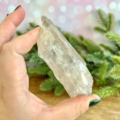 Clear Quartz Point with Etchings & Rainbow