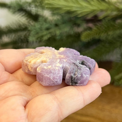 Snowflake Lepidolite in Pink Opal Crystal Carved Cabochon