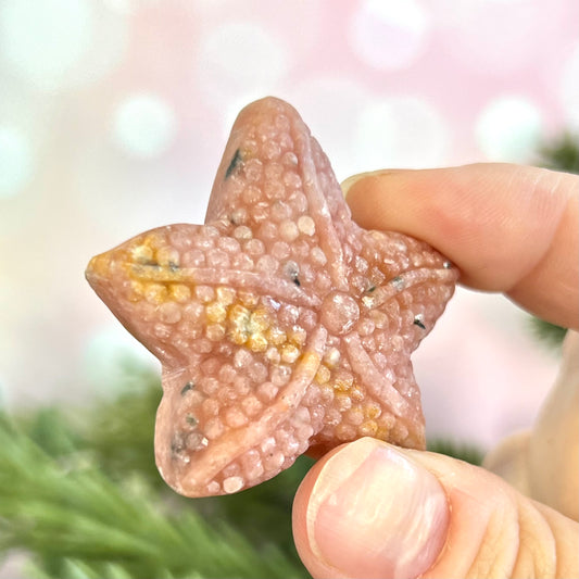 Orange Calcite Starfish Carved Crystal Cabochon