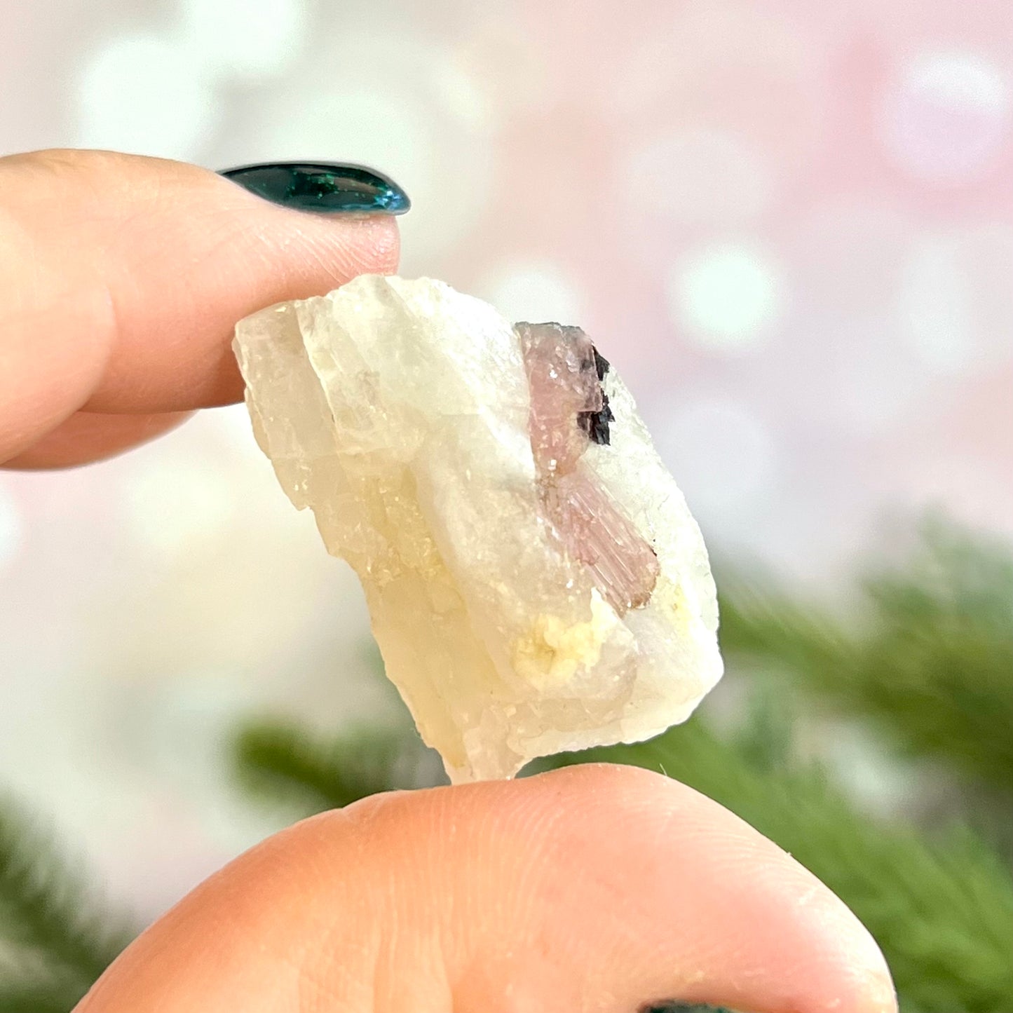 Watermelon Tourmaline on Milky Quartz Crystal Specimen