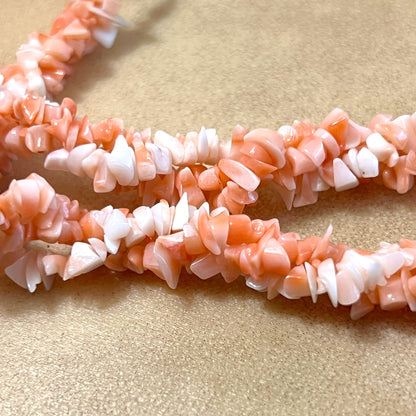 Tricolor Angel Skin Coral Vintage Beaded Twist Necklace