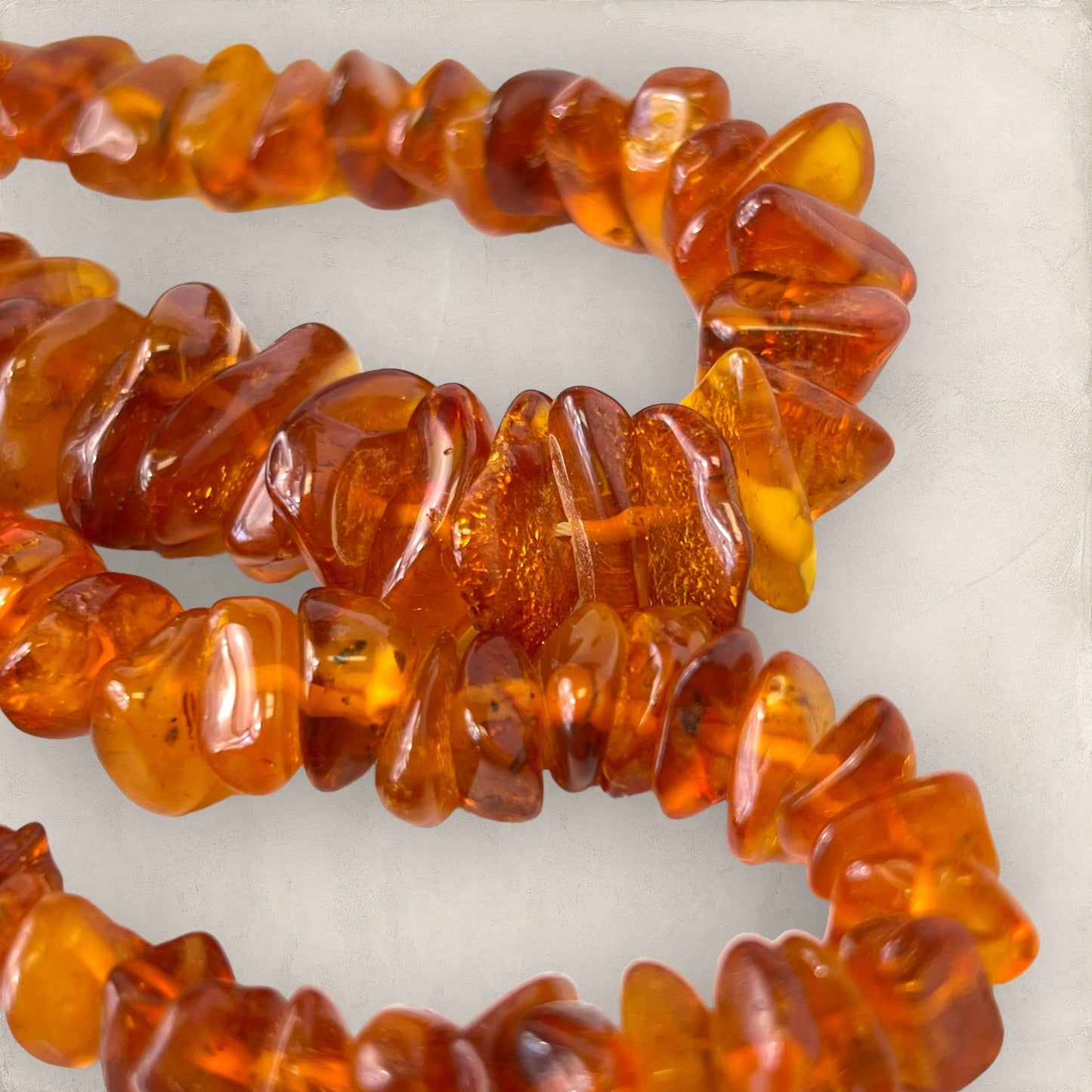 Amber Vintage Long Chip Bead Necklace