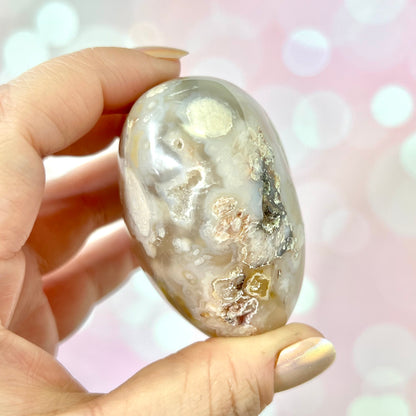 Flower Agate Crystal Carved Heart