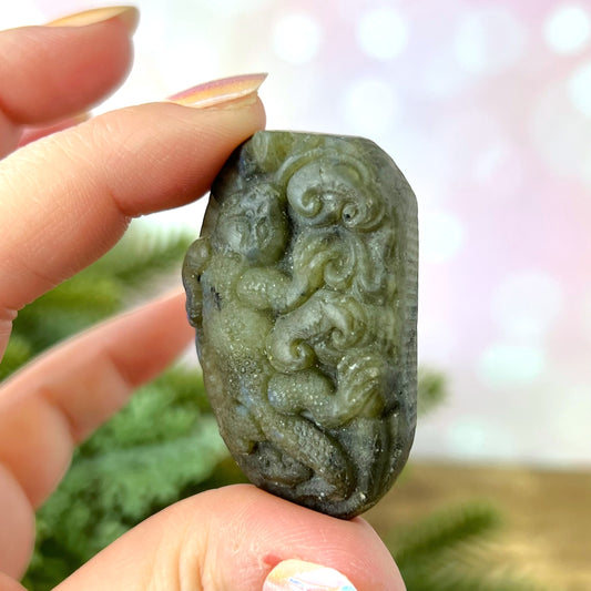 Labradorite Iguana Lizard Carved Cabochon