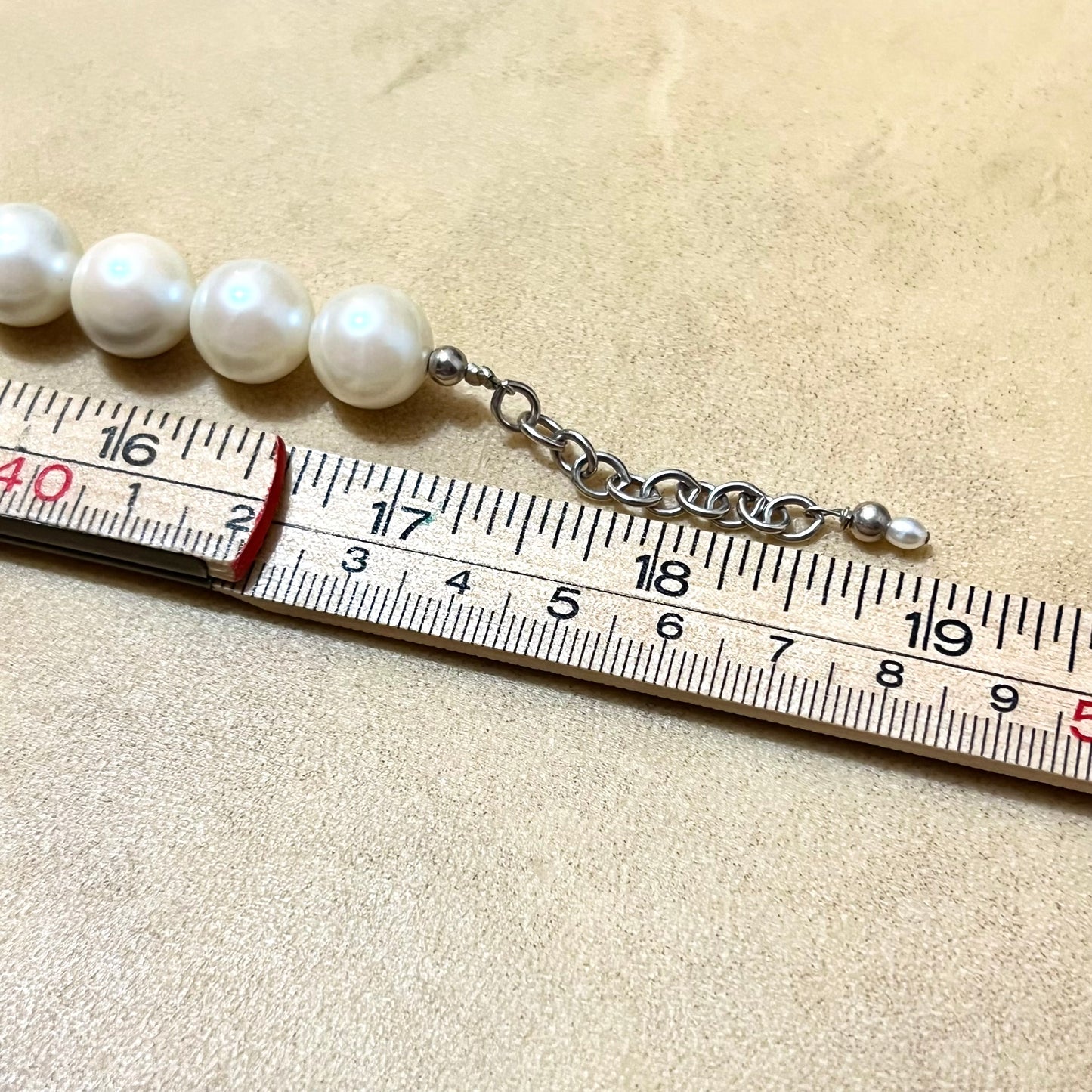 Vintage Faux Pearl Sterling Silver Necklace & Earrings Set with Red Accents