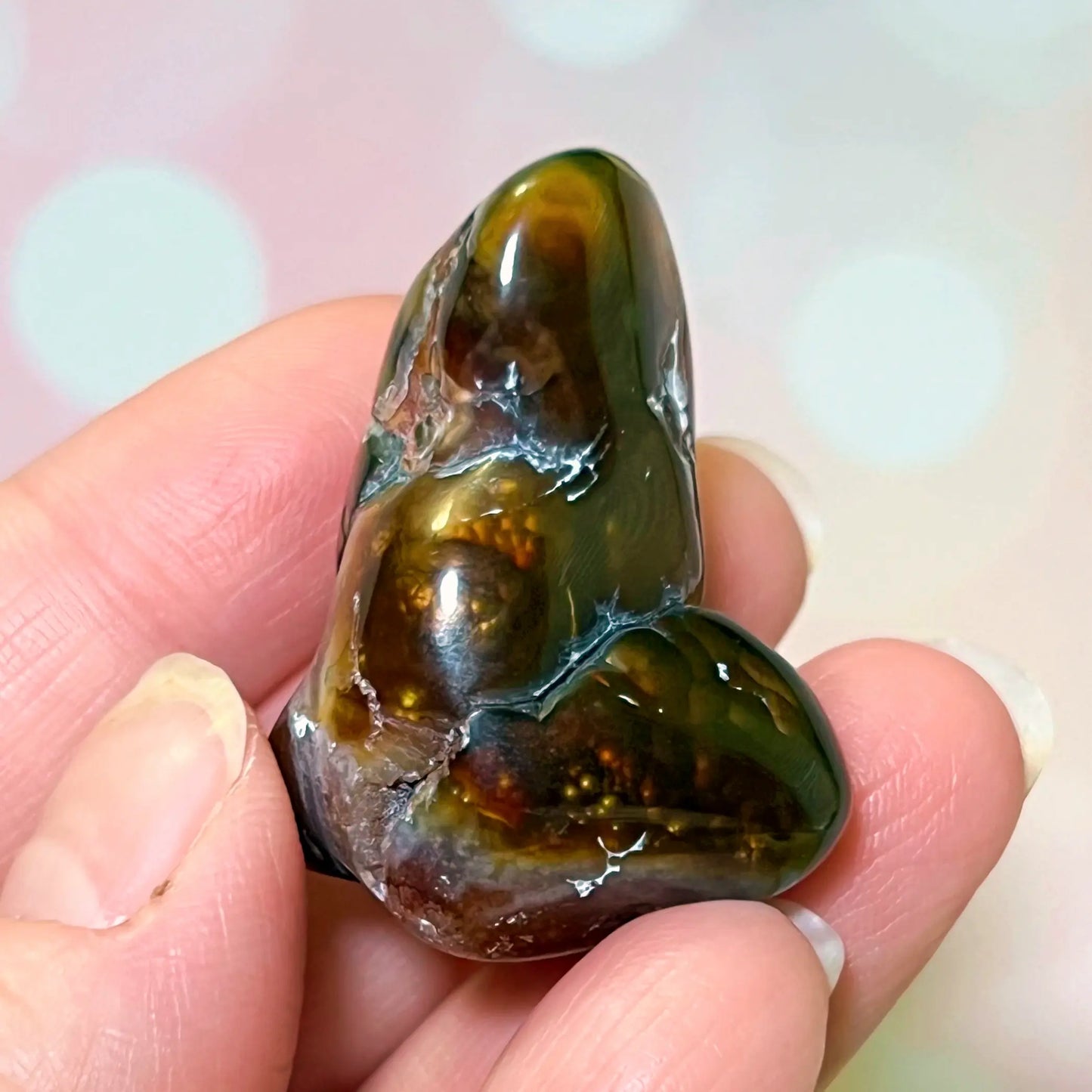 Flashy fire agate tumbled crystal stone