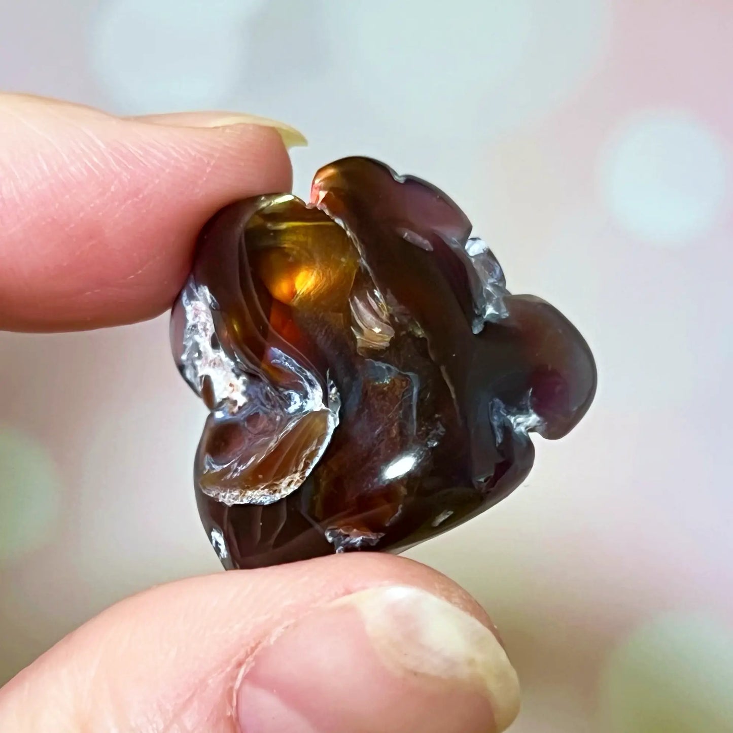 Flashy fire agate tumbled crystal stone