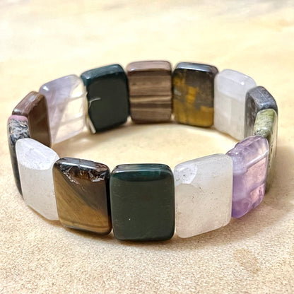 Mixed Gemstone Elastic Bangle Bracelet
