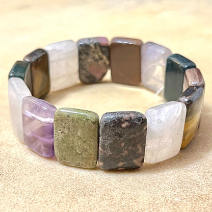 Mixed Gemstone Elastic Bangle Bracelet