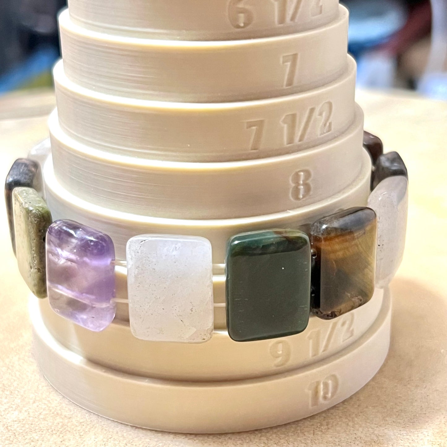 Mixed Gemstone Elastic Bangle Bracelet