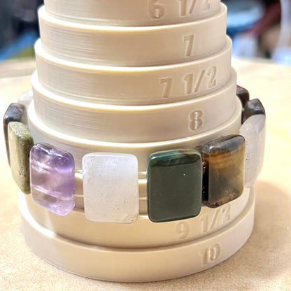 Mixed Gemstone Elastic Bangle Bracelet