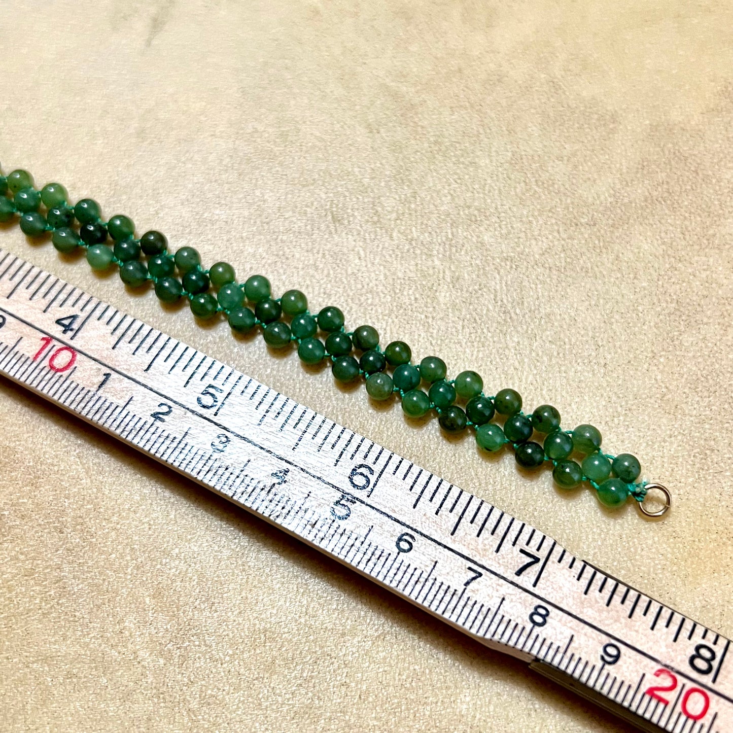 Green Jade Beaded Choker Necklace & Bracelet Vintage Jewelry Set
