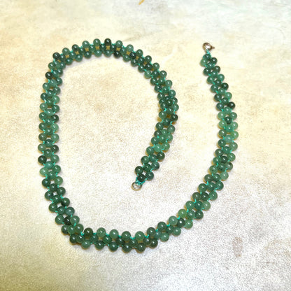 Green Jade Beaded Choker Necklace & Bracelet Vintage Jewelry Set