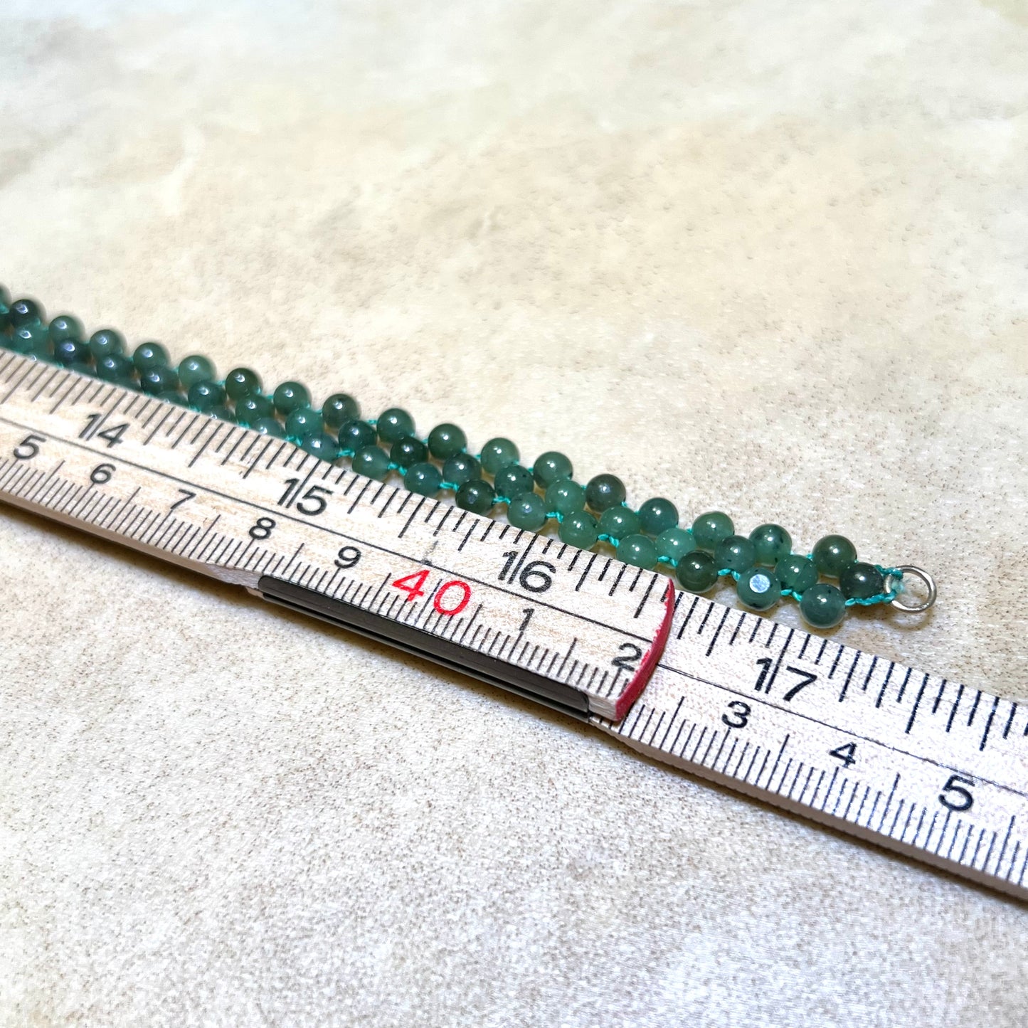 Green Jade Beaded Choker Necklace & Bracelet Vintage Jewelry Set