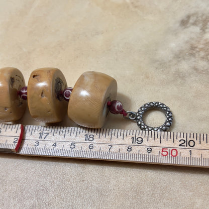 Epic Chunky Bamboo Coral Slice Choker Necklace - Vintage