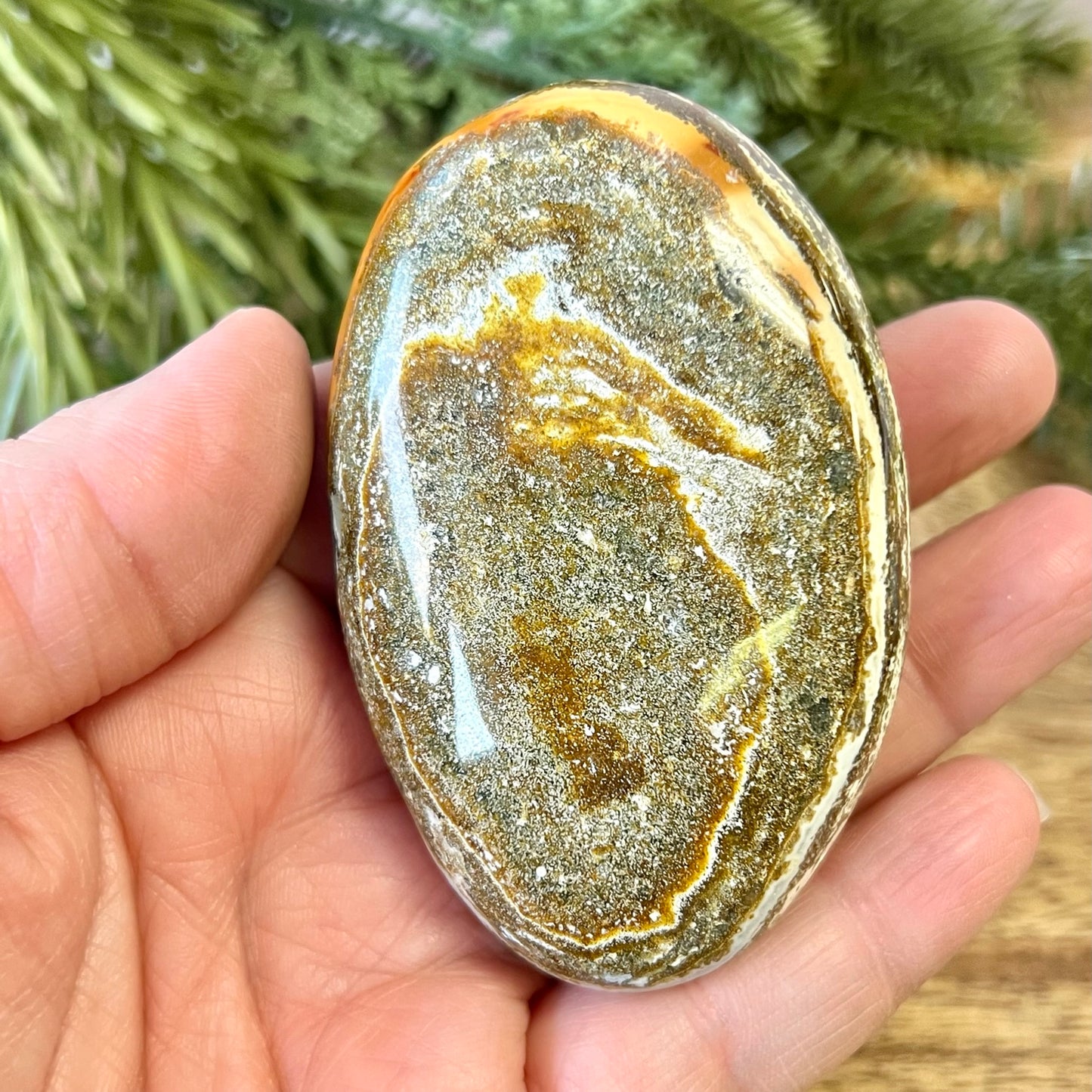 a person holding a rock in their hand