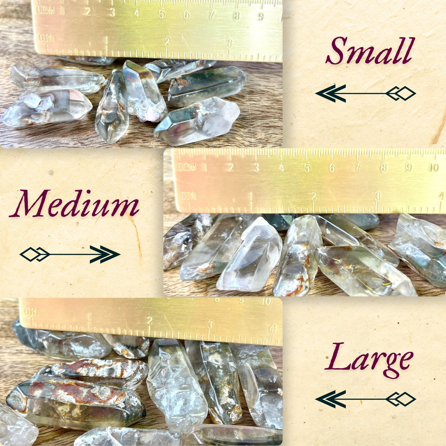 Garden Quartz Lodolite Tumbled Crystal Point - Multiple Sizes