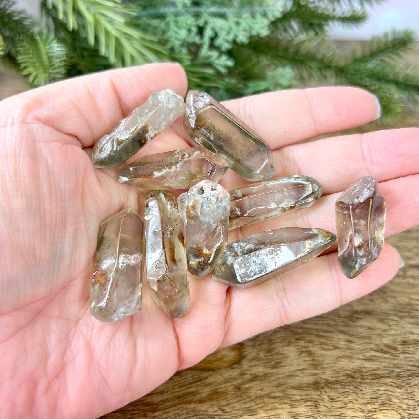 Garden Quartz Lodolite Tumbled Crystal Point - Multiple Sizes